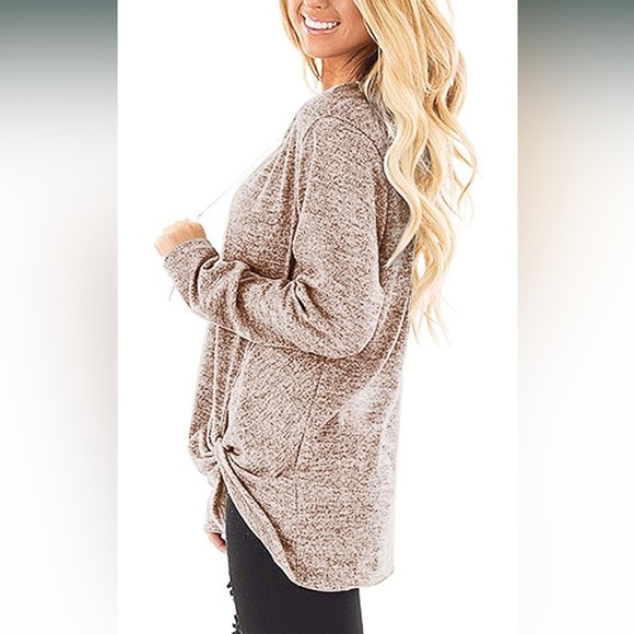 NIASHOT Soft Criss Cross V Neck Long Sleeve Loose Fit Tunic Top - Picture 5 of 6